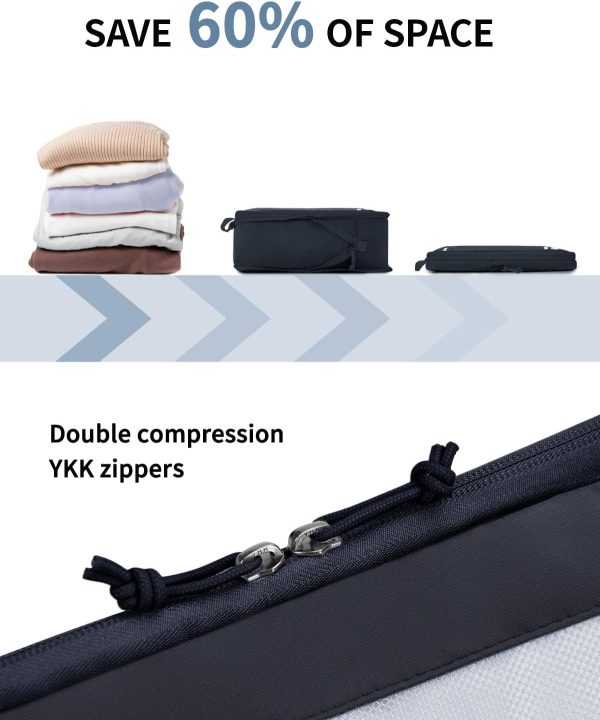 ECOHUB 5 Set Compression Packing Cubes for Suitcases Organiser Bags Set Travel Essentials with Shoe Bags for Travel Tear-resistant Travel Accessories with ID Tag Expandable Packing Bags(Navy Blue) - Image 4