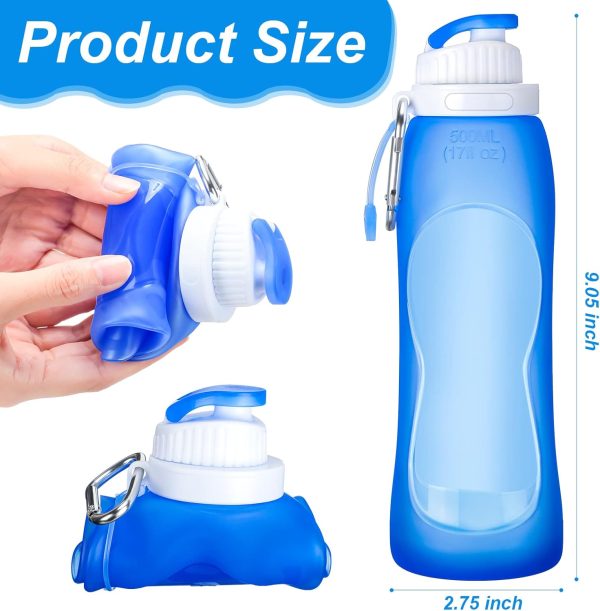 Zopeal 4 Pieces Collapsible Water Bottles Roll up Folding Silicone Foldable Leak Proof Water Bottles for Sports Traveling Riding Camping Hiking Backpack - Image 3