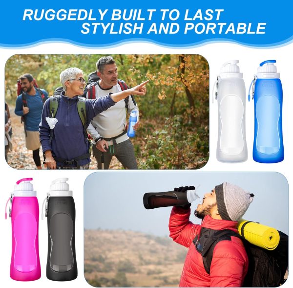 Zopeal 4 Pieces Collapsible Water Bottles Roll up Folding Silicone Foldable Leak Proof Water Bottles for Sports Traveling Riding Camping Hiking Backpack - Image 4
